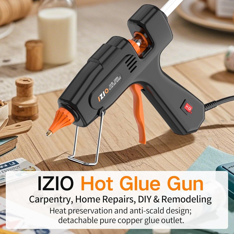 IZIO100W Hot Glue Gun Kit, Fast Heating for DIY Crafts Home Repair, Includes 21 Glue Sticks, Anti-Scald Nozzle, Pouch - Image 2
